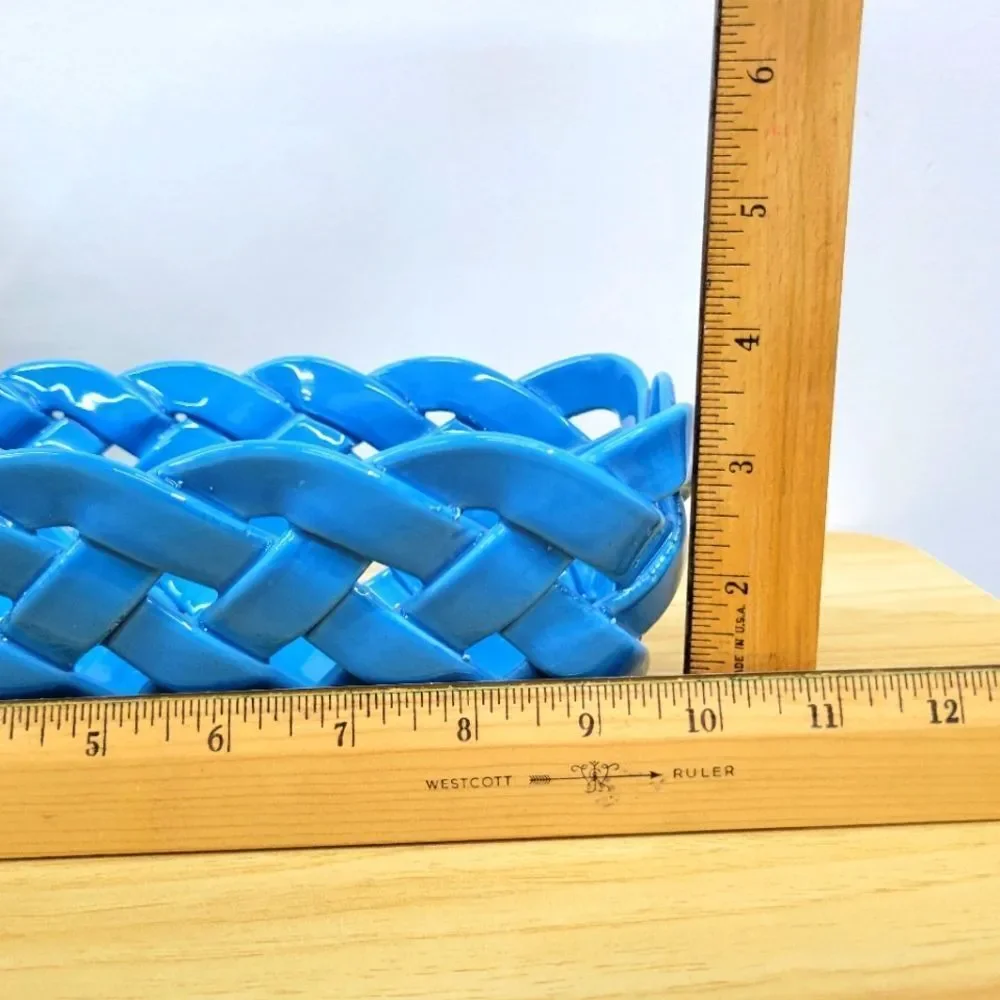 Handmade Italian Ceramic Lattice Basket – PRIMO GI, Bright Blue